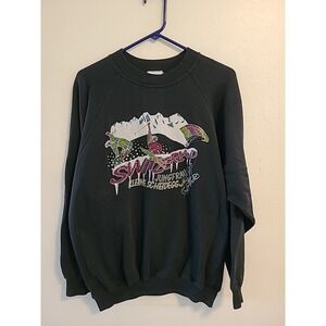 Vintage Switzerland Ski Jungfrau‎ Kleine Scheidegg Crewneck Sweatshirt Black L